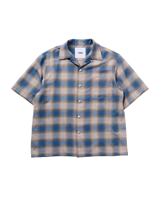 OPEN COLLAR SHIRT / BLUE